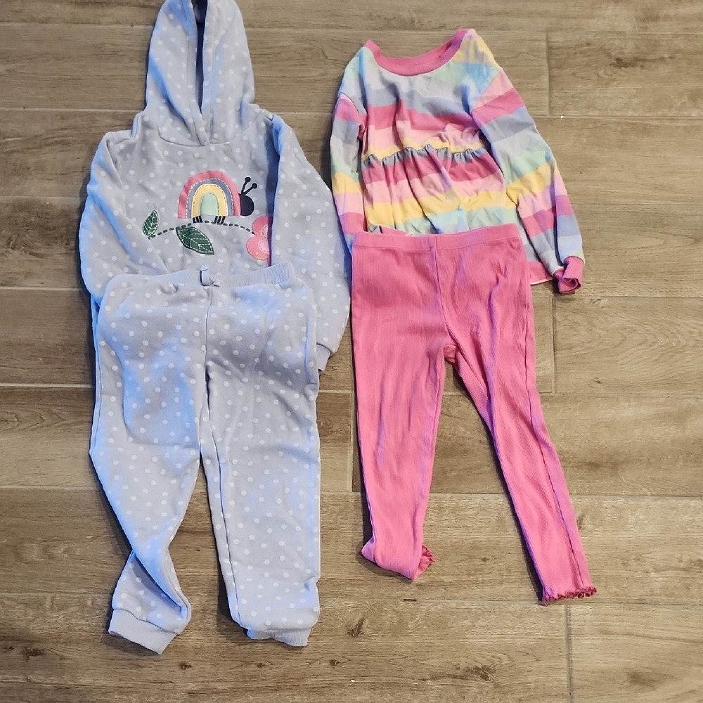 Toddler Girls Polka Dot Hoodie & Pink Leggings Set - Rainbow Accent